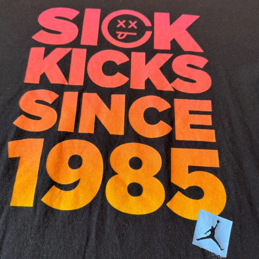 Jordan Mens T-Shirt XL Black Sick Kicks Since 1985 Graphic Streetwear Sneaker